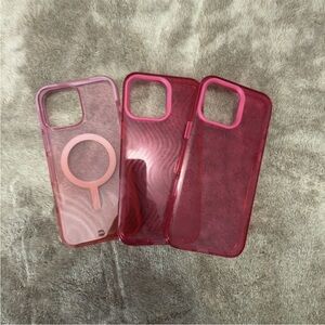 Rhinoshield and Bodyguardz Pink and Red Phone Case Set for iPhone 16 Pro Max